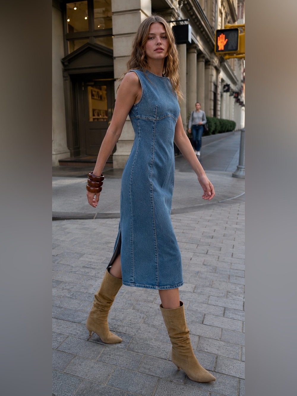 ZARA TRF DENIM MIDI DRESS